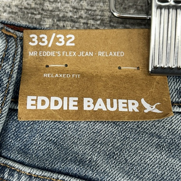 Eddie Bauer Mr Eddies Flex Relaxed Fit Jeans Men Size 33x32 Blue Denim NEW - Picture 3 of 11